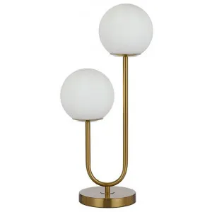 Eterna Metal & Glass Table Lamp, 2 Light, Antique Gold / Opal by Telbix, a Table & Bedside Lamps for sale on Style Sourcebook