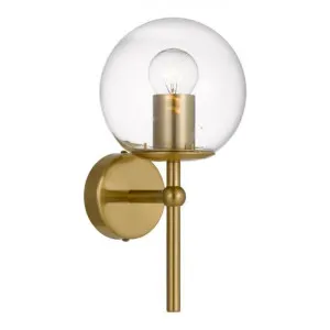 Eterna Metal & Glass Wall Light, 1 Light, Antique Gold / Clear by Telbix, a Wall Lighting for sale on Style Sourcebook