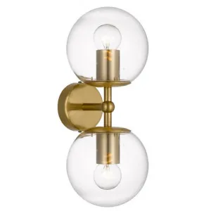 Eterna Metal & Glass Wall Light, 2 Light, Antique Gold / Clear by Telbix, a Wall Lighting for sale on Style Sourcebook