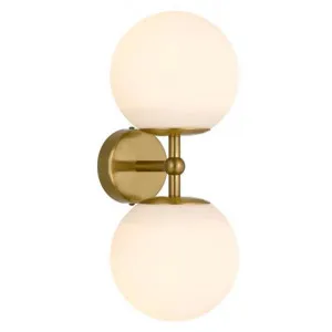 Eterna Metal & Glass Wall Light, 2 Light, Antique Gold / Opal by Telbix, a Wall Lighting for sale on Style Sourcebook