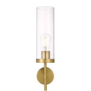 Garot Metal & Glass Wall Light, Antique Gold / Clear by Telbix, a Wall Lighting for sale on Style Sourcebook