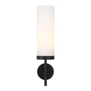 Garot Metal & Glass Wall Light, Black / Opal by Telbix, a Wall Lighting for sale on Style Sourcebook