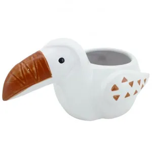 White Toucan Ceramic Planter by NF Living, a Plant Holders for sale on Style Sourcebook