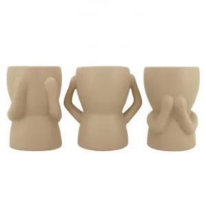 Three Wisdom Pots Ceramic Planter Set, Latte by NF Living, a Plant Holders for sale on Style Sourcebook