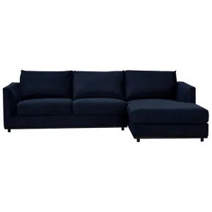 Mardi Velvet Fabric Corner Sofa, 2 Seater with RHF Chaise, Navy by Dodicci, a Sofas for sale on Style Sourcebook