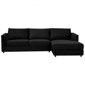 Mardi Velvet Fabric Corner Sofa, 2 Seater with RHF Chaise, Black by Dodicci, a Sofas for sale on Style Sourcebook