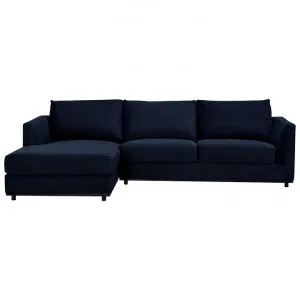 Mardi Velvet Fabric Corner Sofa, 2 Seater with LHF Chaise, Navy by Dodicci, a Sofas for sale on Style Sourcebook