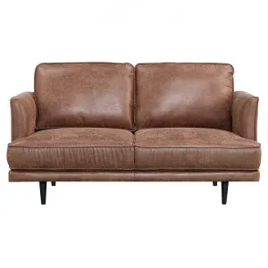Ashcroft Leather Look Fabric Sofa, 2 Seater, Saddle Brown by Dodicci, a Sofas for sale on Style Sourcebook