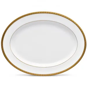 Noritake Charlotta Gold Microwave Safe Fine Porcelain Oval Platter by Noritake, a Plates for sale on Style Sourcebook