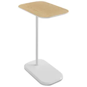 Deanna Wood & Metal C-shape Side Table, Light Oak / White by Modish, a Side Table for sale on Style Sourcebook