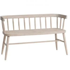 Selby Oak Timber & Rattan Bench Chair, 120cm, White Wash by Canvas Sasson, a Benches for sale on Style Sourcebook