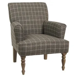 Boston Wool Fabric Armchair, Charcoal Checker by Canvas Sasson, a Chairs for sale on Style Sourcebook