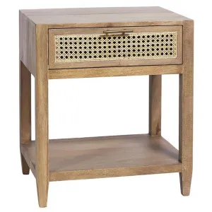 Palm Springs Mango Wood & Rattan Bedside Table by Canvas Sasson, a Bedside Tables for sale on Style Sourcebook
