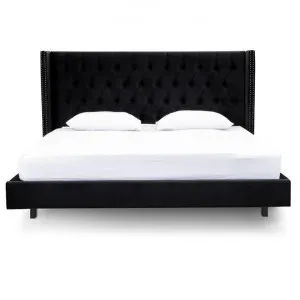 Sunbury Velvet Fabric Platform Bed, Queen, Black by Conception Living, a Beds & Bed Frames for sale on Style Sourcebook