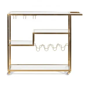Treviso Stainless Steel & Glass Bar Cart, Brushed Gold by Conception Living, a Sideboards, Buffets & Trolleys for sale on Style Sourcebook