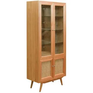 Norma Tasmanian Oak & Rattan 4 Door Display Cabinet by OZW Furniture, a Cabinets, Chests for sale on Style Sourcebook