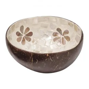 Nacre Shell Inlay Coconut Bowl, Flower Pattern by j.elliot HOME, a Bowls for sale on Style Sourcebook