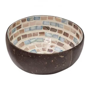 Nacre Shell Inlay Coconut Bowl, Dashed Pattern by j.elliot HOME, a Bowls for sale on Style Sourcebook