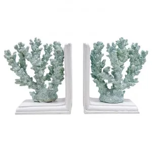 Erina Coral Sculpture Bookend Set, Seafoam by Searles, a Desk Decor for sale on Style Sourcebook
