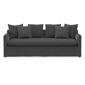 Palms Linen Blended Fabric Slipcover Sofa, 3 Seater, Charcoal by FLH, a Sofas for sale on Style Sourcebook