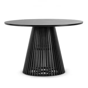 Pedie Teak Timber Round Dining Table, 120cm, Black by FLH, a Dining Tables for sale on Style Sourcebook