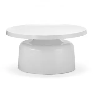 Palemo Steel Round Tray Top Pedestal Coffee Table, 74cm, White by FLH, a Coffee Table for sale on Style Sourcebook
