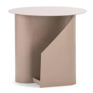 Zeke Steel Round Side Table, Taupe by FLH, a Side Table for sale on Style Sourcebook