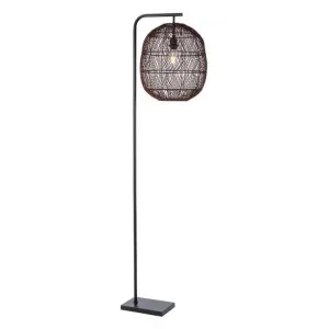 Rana Rattan & Iron Floor Lamp, Brown / Black by Telbix, a Floor Lamps for sale on Style Sourcebook