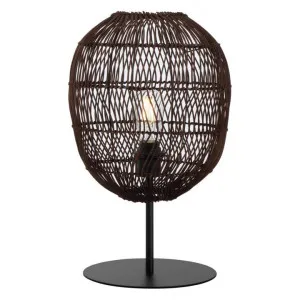 Rana Rattan & Iron Table Lamp, Small, Brown / Black by Telbix, a Table & Bedside Lamps for sale on Style Sourcebook