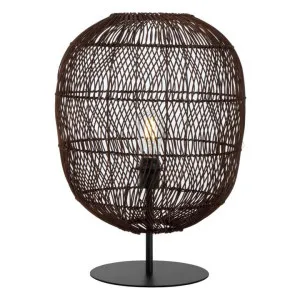 Rana Rattan & Iron Table Lamp, Medium, Brown / Black by Telbix, a Table & Bedside Lamps for sale on Style Sourcebook