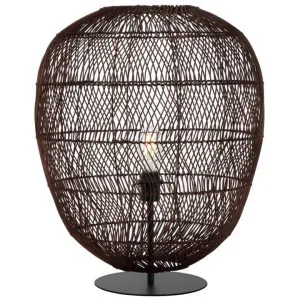 Rana Rattan & Iron Table Lamp, Large, Brown / Black by Telbix, a Table & Bedside Lamps for sale on Style Sourcebook