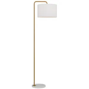 Ingrid Metal & Marble Base Floor Lamp, White / Gold by Telbix, a Floor Lamps for sale on Style Sourcebook