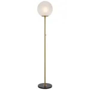 Oliana Iron & Glass Floor Lamp, Antique Gold / Alabastro by Telbix, a Floor Lamps for sale on Style Sourcebook