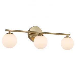 Moran IP44 Metal & Glass Linear Vanity Light, 3 Light, Antique Gold / Opal by Telbix, a Wall Lighting for sale on Style Sourcebook