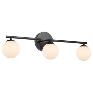 Moran IP44 Metal & Glass Linear Vanity Light, 3 Light, Black / Opal by Telbix, a Wall Lighting for sale on Style Sourcebook
