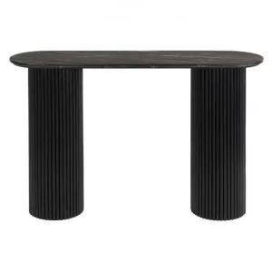 Paloma Marble & Timber Oval Console Table, 125cm, Black / Black by Elme Living, a Console Table for sale on Style Sourcebook