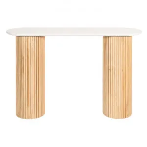 Paloma Marble & Timber Oval Console Table, 125cm, White / Natural by Elme Living, a Console Table for sale on Style Sourcebook