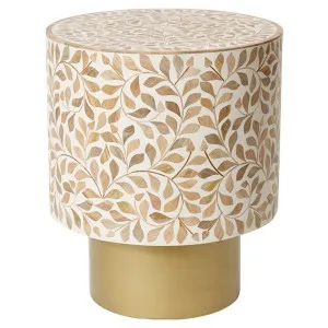 Kartik Bone Inlay Round Side Table by Elme Living, a Side Table for sale on Style Sourcebook