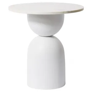 Jax Marble & Iron Round Side Table, Style B, White by Elme Living, a Side Table for sale on Style Sourcebook