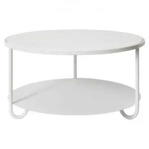 Cayden Wood & Metal Round Coffee Table, 75cm, White by Elme Living, a Coffee Table for sale on Style Sourcebook