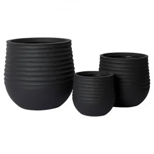 Knox 3 Piece Stonelite Outdoor Planter Set, Black by Elme Living, a Plant Holders for sale on Style Sourcebook