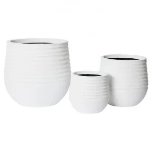 Knox 3 Piece Stonelite Outdoor Planter Set, White by Elme Living, a Plant Holders for sale on Style Sourcebook
