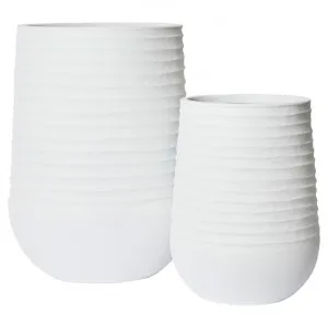 Knox 2 Piece Stonelite Outdoor Tall Planter Set, White by Elme Living, a Plant Holders for sale on Style Sourcebook