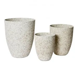 Harlow 3 Piece Stonelite Outdoor Planter Set, White by Elme Living, a Plant Holders for sale on Style Sourcebook
