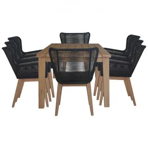 Walmer 9 Piece Rope & Eucalyptus Timber Outdoor Dining Table Set, 220cm by Dodicci, a Outdoor Dining Sets for sale on Style Sourcebook