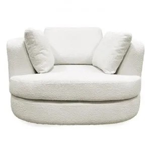 Denham Boucle Fabric Swivel Armchair, Snow by Dodicci, a Chairs for sale on Style Sourcebook