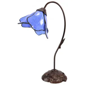 Lily of The Valley Tiffany Style Stained Glass Flower Table Lamp, Single Shade, Blue by GG Bros, a Table & Bedside Lamps for sale on Style Sourcebook
