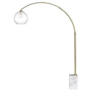 Grand Designs Cailen Iron & Marble Base Arc Floor Lamp, Gold / White by Grand Designs Home Collection, a Floor Lamps for sale on Style Sourcebook