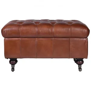 Kensington Aged Leather Chesterfield Storage Ottoman, Vintage Brown by Affinity Furniture, a Ottomans for sale on Style Sourcebook