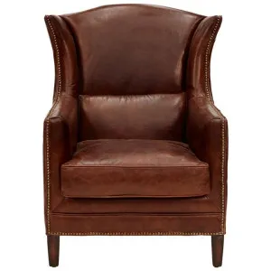 Baclon Aged Leather Wingback Armchair by Affinity Furniture, a Chairs for sale on Style Sourcebook